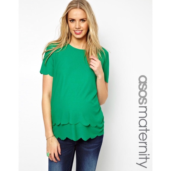 ASOS Maternity Tops - FINAL⬇️Teal scalloped hem layered top